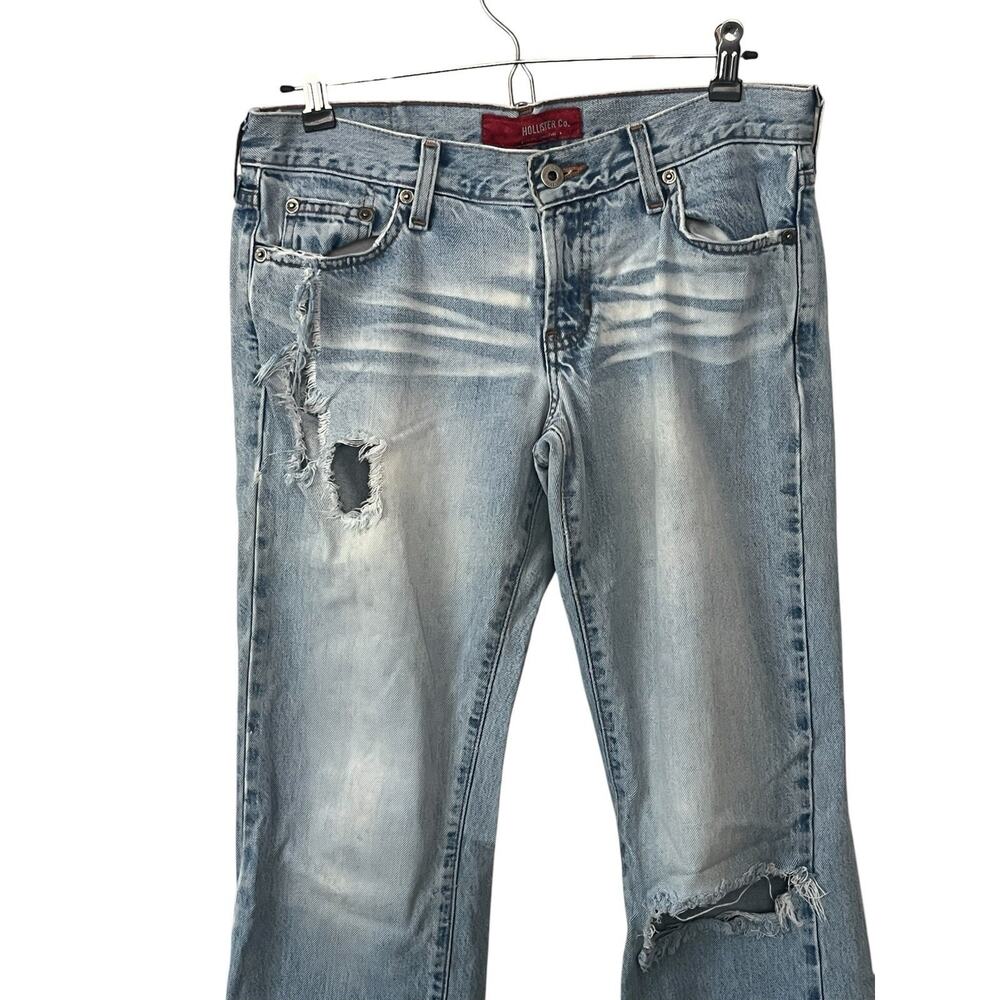 Vtg. Hollister Co Low-Rise Flare Jean 4 R 100% Cotton Boho Distressed Y2K Ripped - Picture 4 of 16